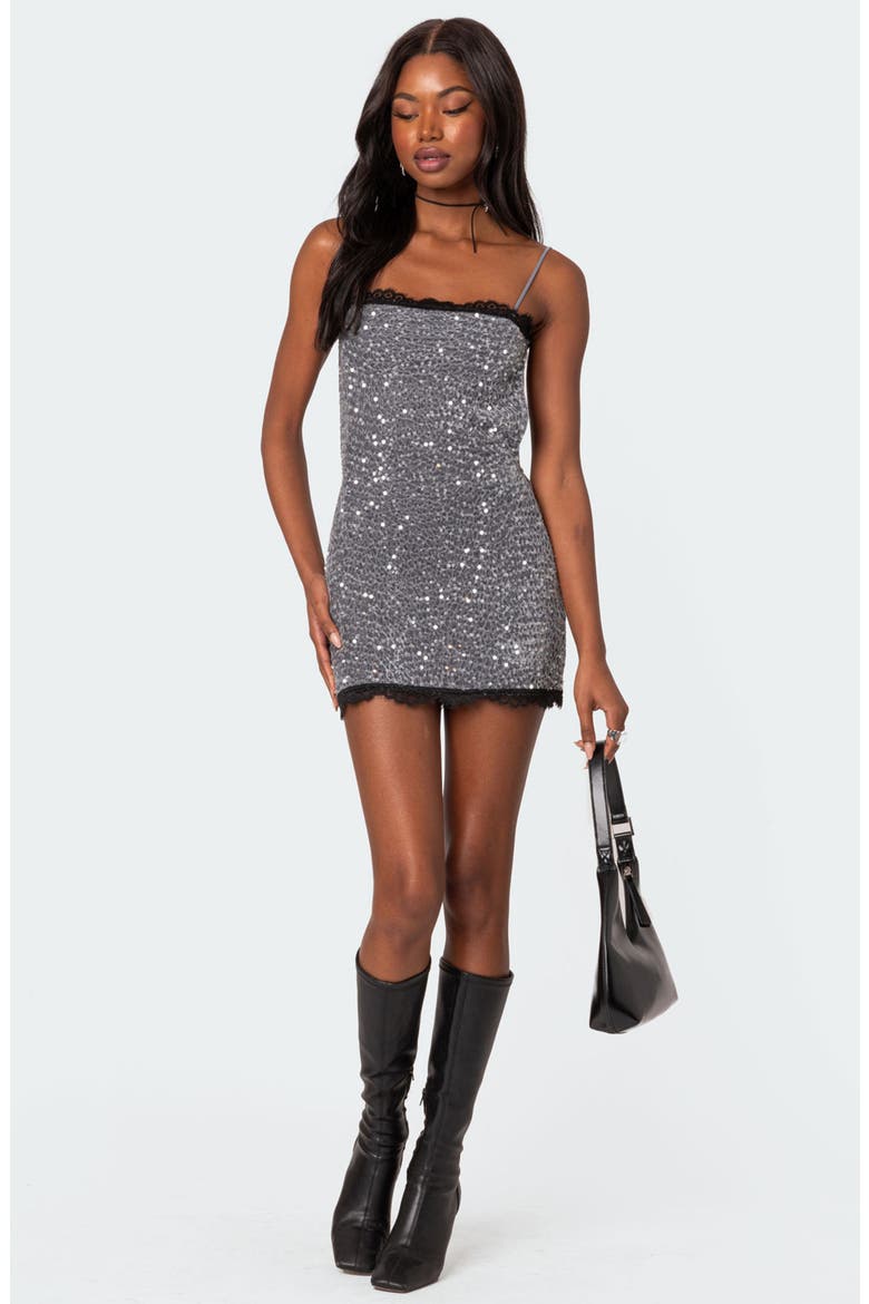 Sylvester Sequin Open Back Minidress, Alternate, color, SILVER