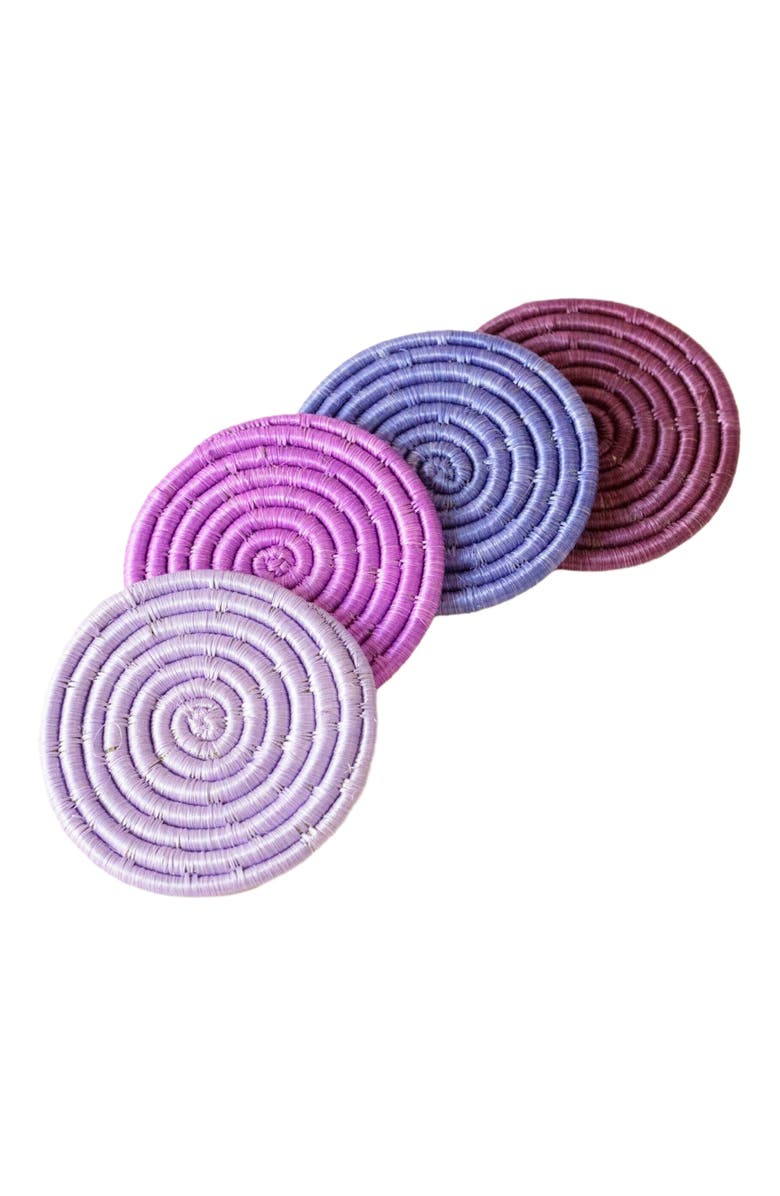indego africa Solid Mixed Set of 4 Coasters, Alternate, color, Purple