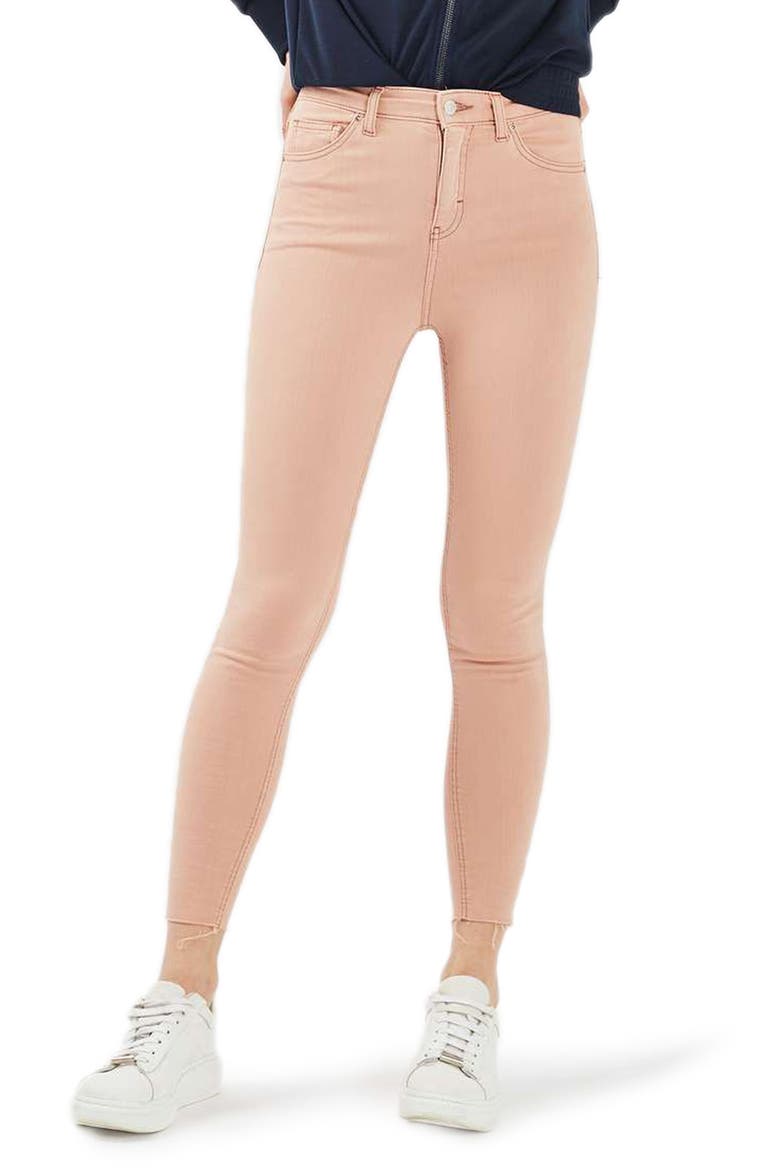Jamie Raw Hem Skinny Jeans, Main, color, DUSKY PINK