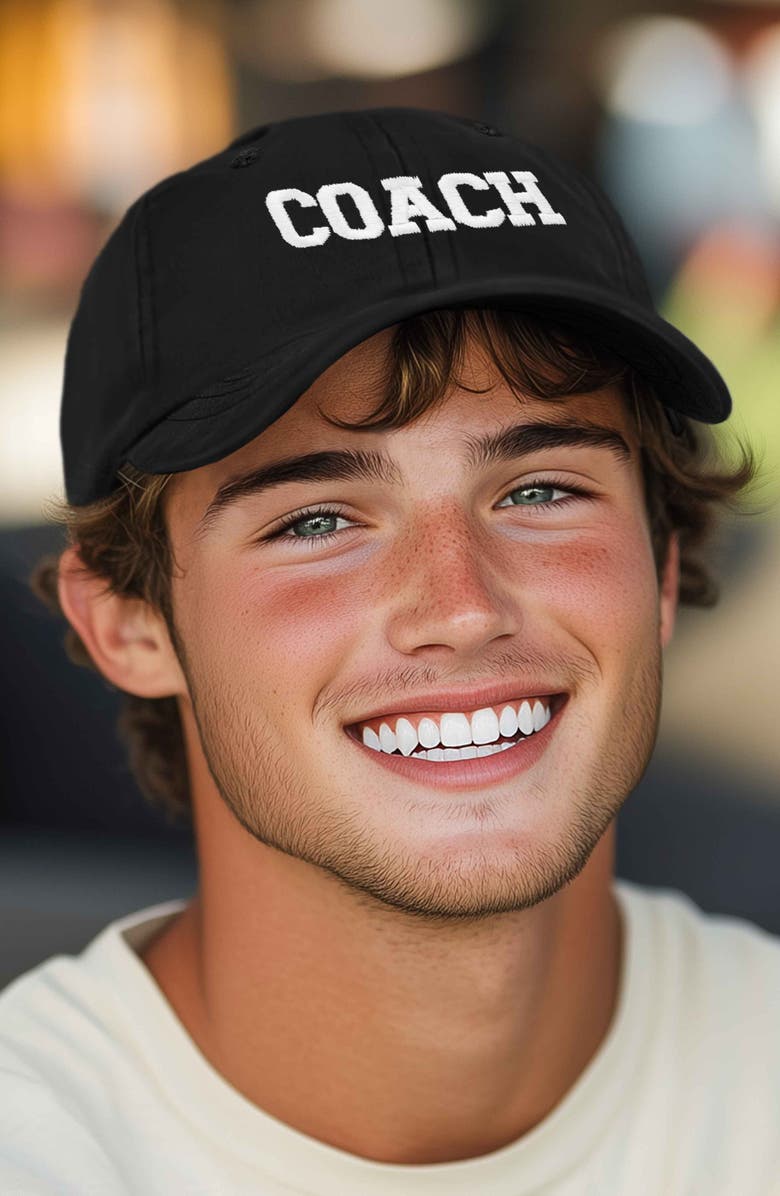 Dalix Coach Embroidered Sports Dad Cap, Alternate, color, Black