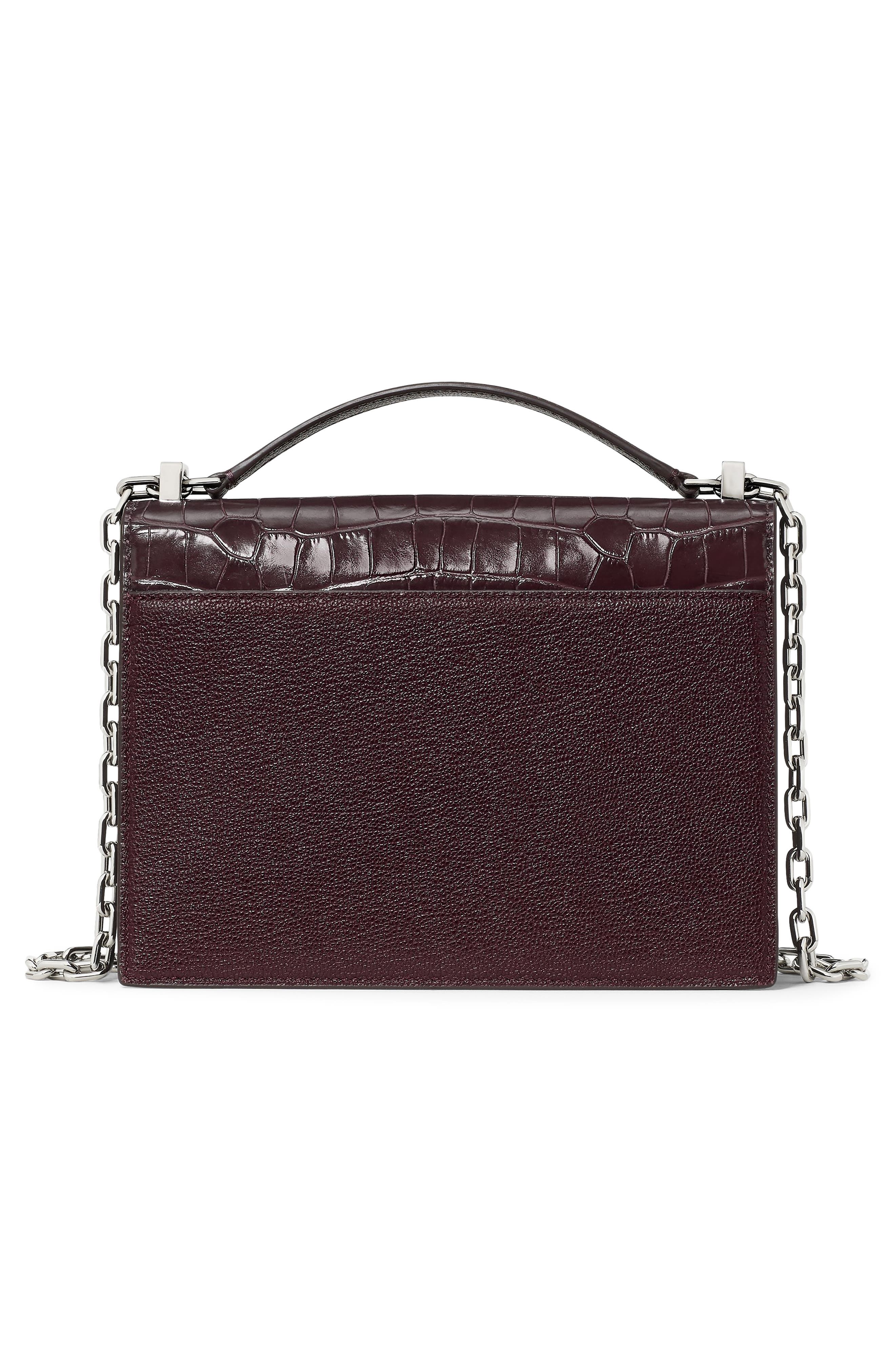 Deco Croc Embossed Leather Shoulder Bag, Alternate, color, BLACKBERRY JAM