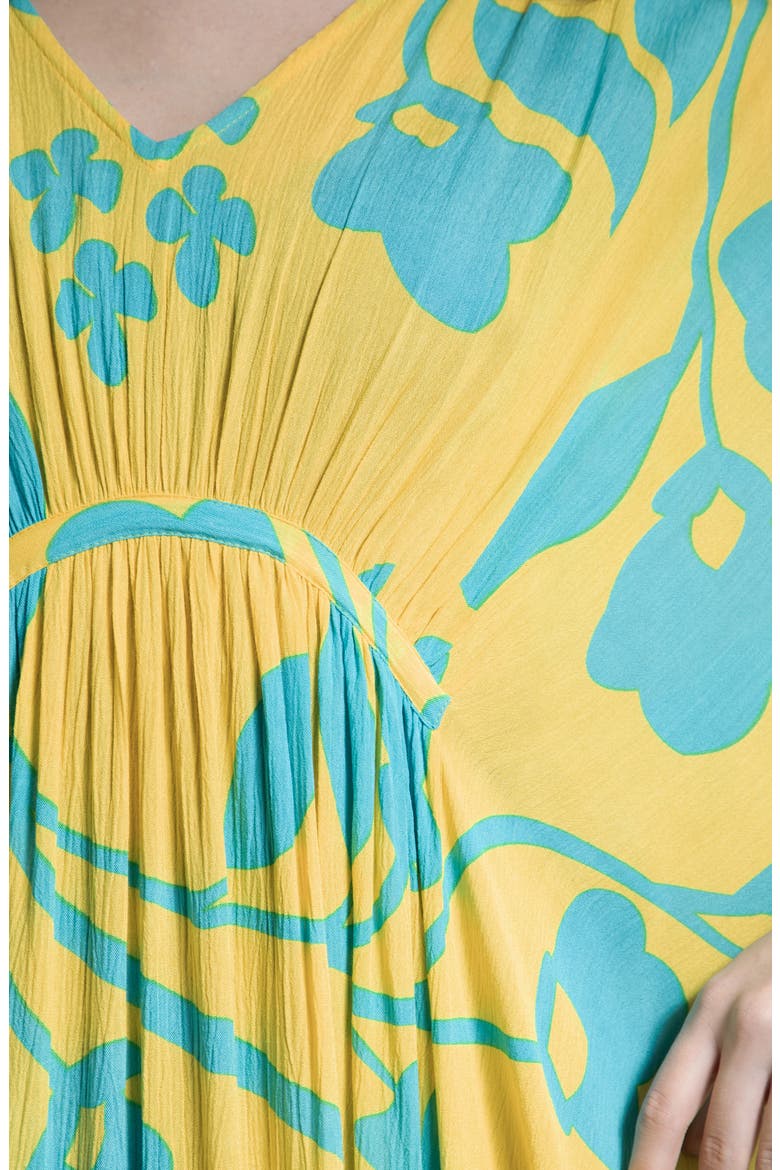 Floral Print Cover-Up Kaftan, Alternate, color, YELLOW