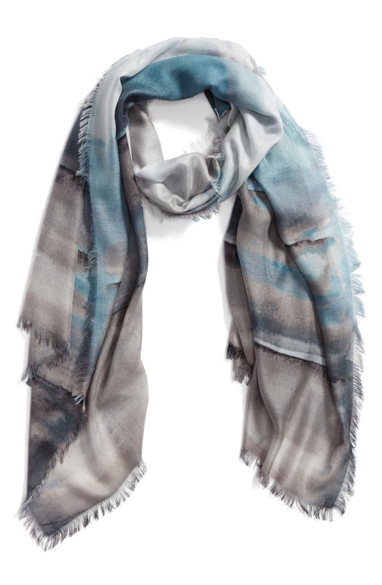 Nordstrom Artist's Landscape Cashmere & Silk Scarf, Alternate, color, 