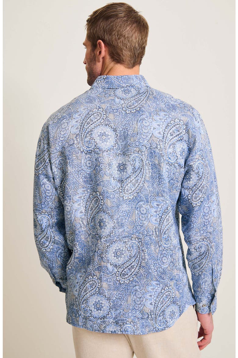 Blue Seas Medallion Paisley Print Button-Up Shirt, Alternate, color, BERING BLUE