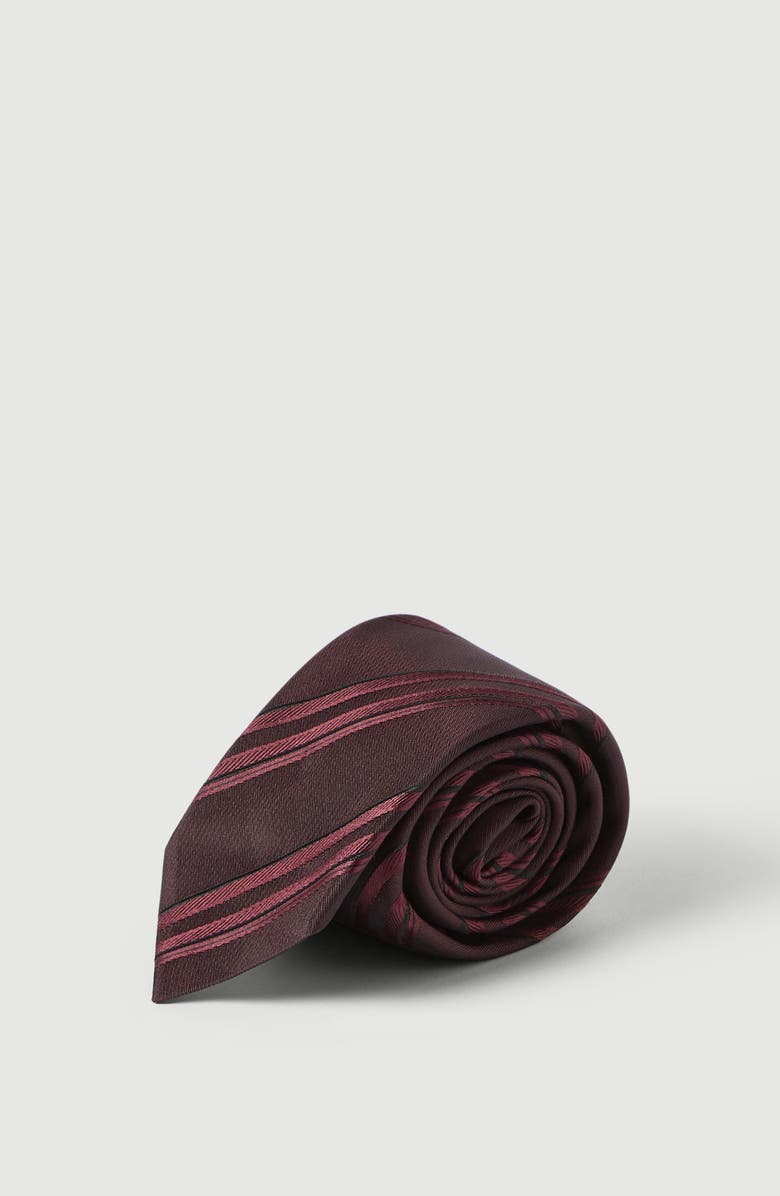 Brunello Cucinelli Textured striped silk tie, Alternate, color, Burgundy