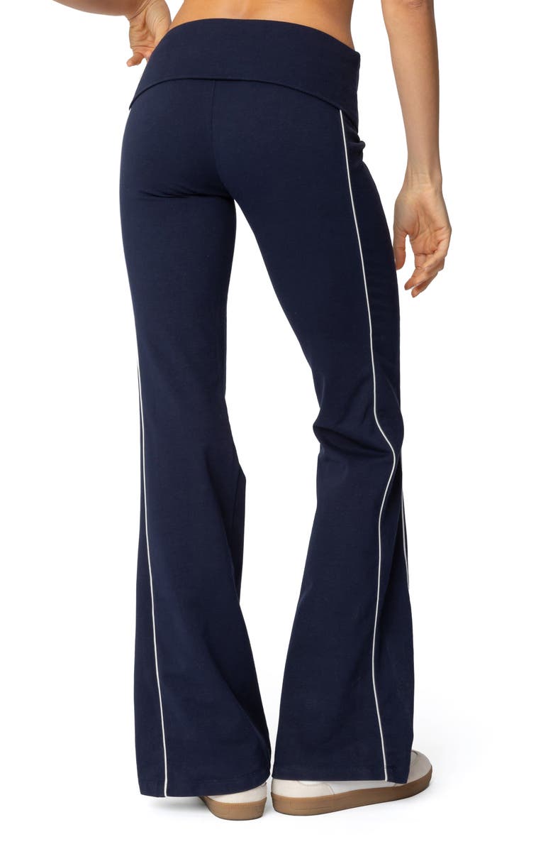 EDIKTED Livie Foldover Flare Leggings, Alternate, color, Navy