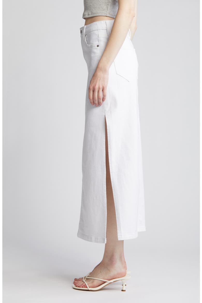 Side Slit Midi Denim Skirt, Alternate, color, WHITE