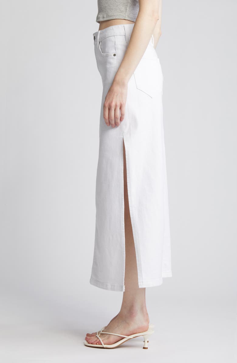 HIDDEN JEANS Side Slit Midi Denim Skirt, Alternate, color, White