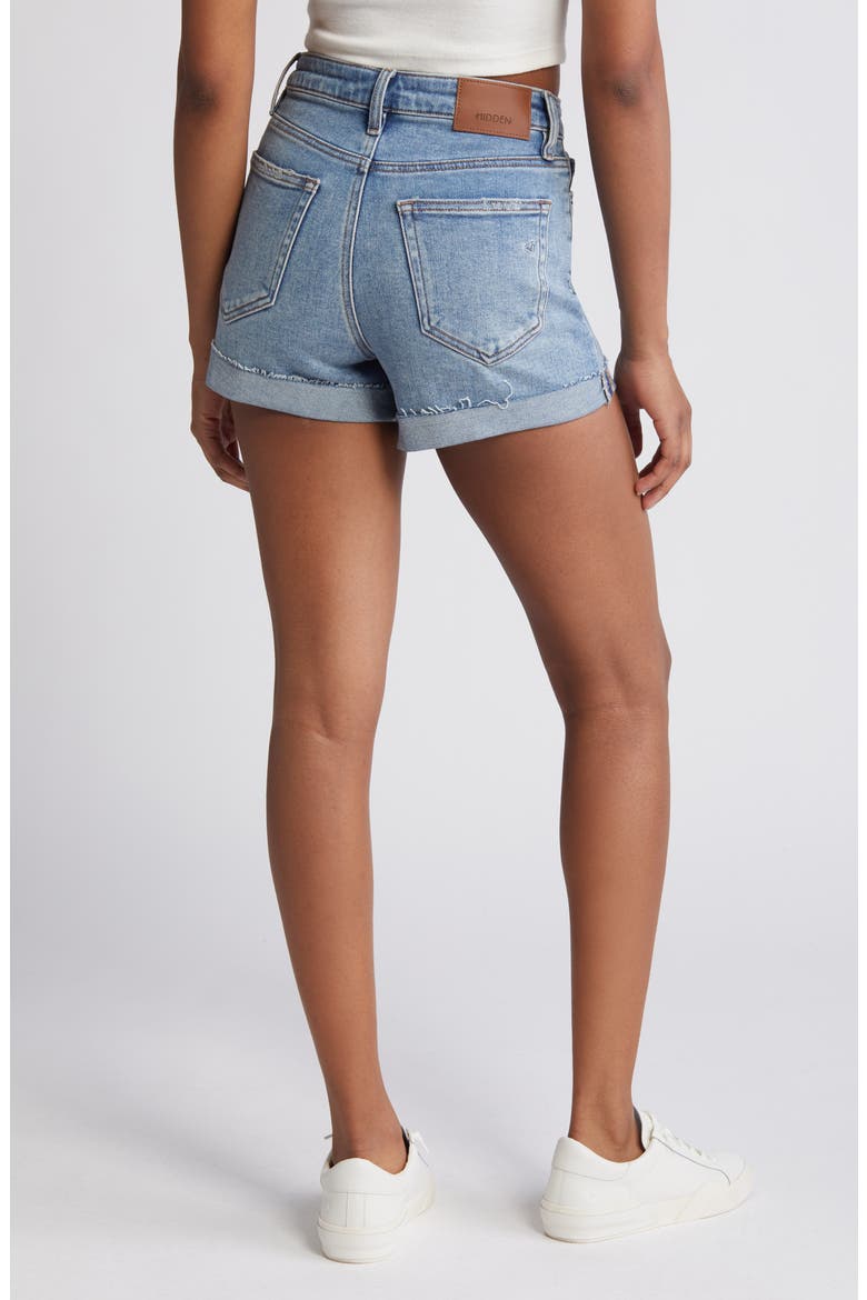 Cuffed High Waist Denim Shorts, Alternate, color, MEDIUM WASH