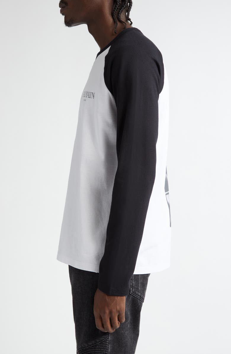 Balmain Lips Print Logo Raglan Sleeve Organic Cotton T-Shirt, Alternate, color, 