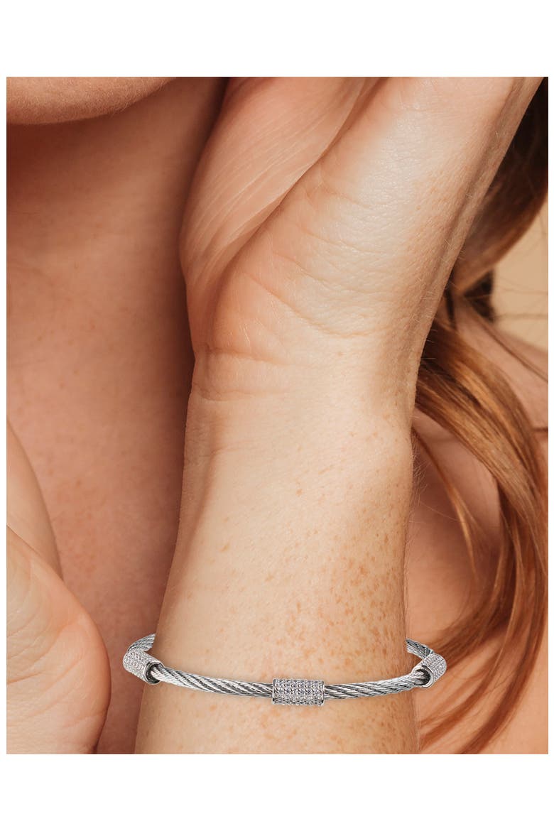Round CZ Cylinder Bracelet, Alternate, color, CLEAR SILVER