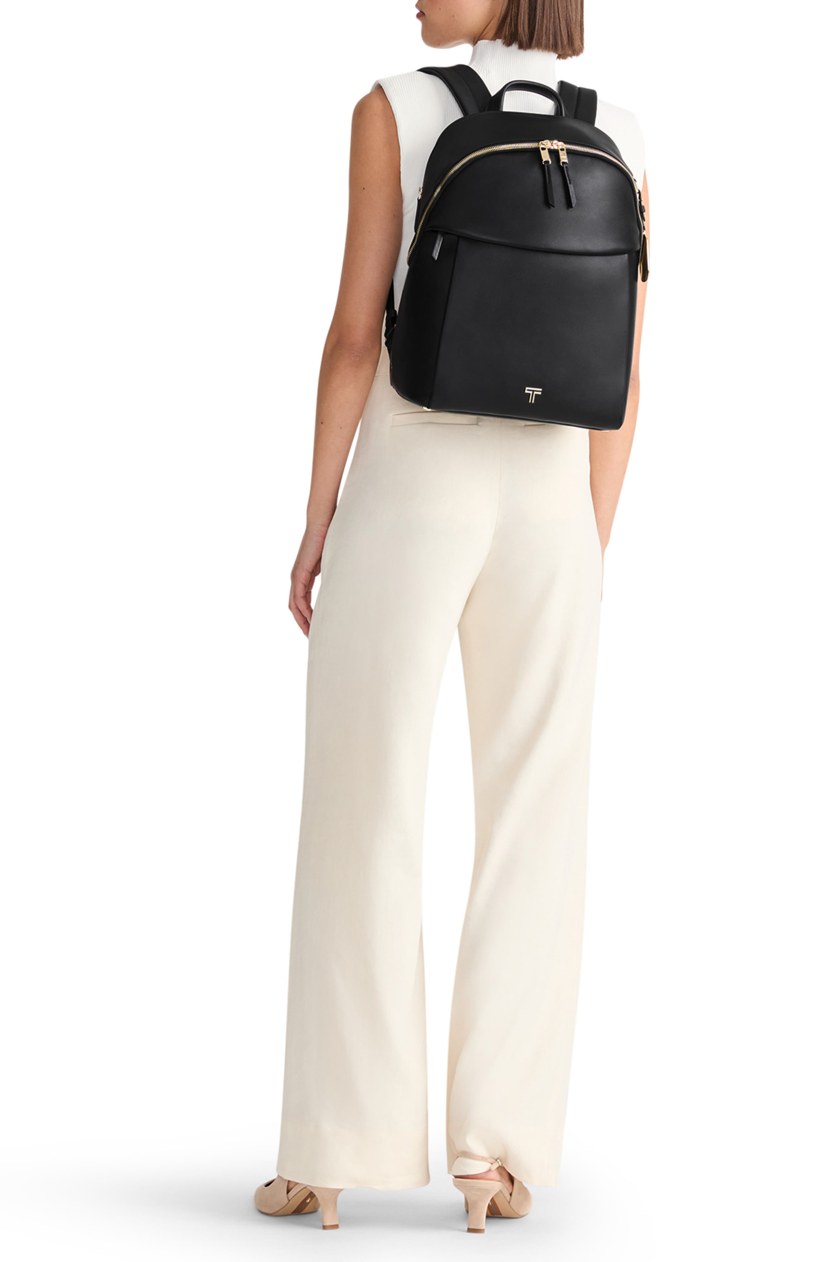 TUMI Holland Leather Backpack, Alternate, color, Black/ Light Gold