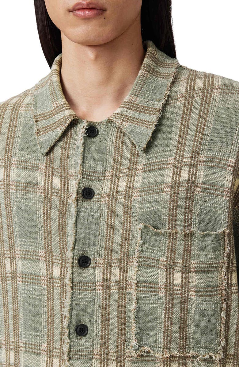 AllSaints Solmar Knitted Check Cardigan, Alternate, color, Powdered Green