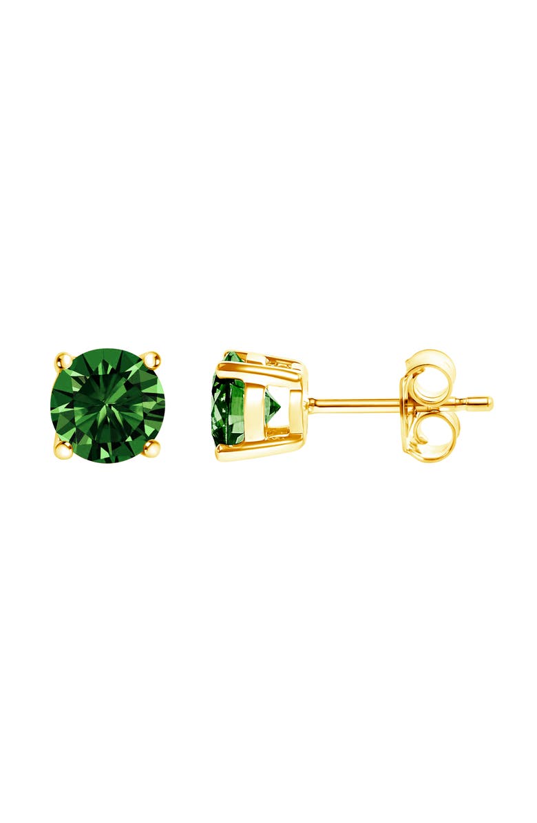 Haus of Brilliance 14K Gold 1/2 Cttw Lab Grown Green Diamond Classic Solitaire Stud Earrings, Alternate, color, Yellow Gold