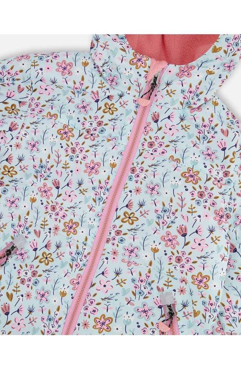 Deux par Deux Two-Piece Mid-Season Mini Flower Print Outerwear Set, Alternate, color, Blue Mini Flower Print