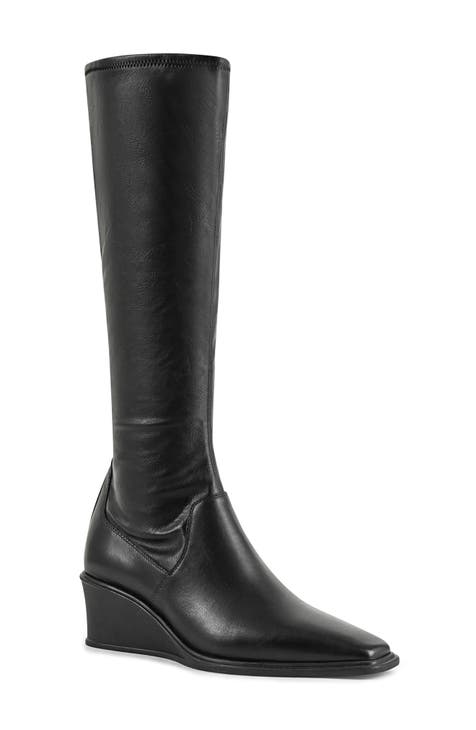 Black shops wedge high boots