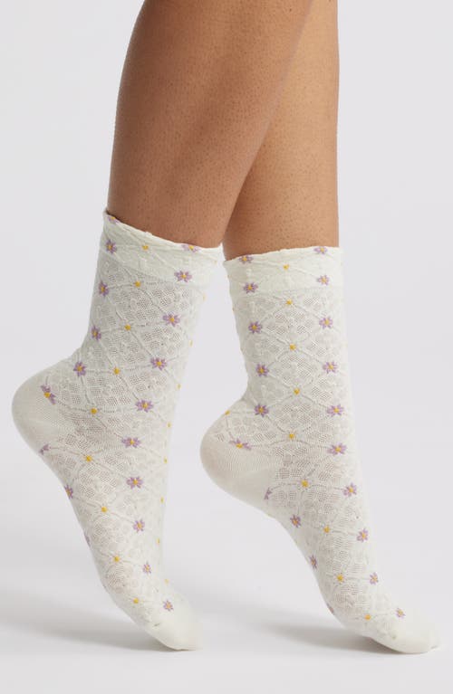 Casa Clara Dylan Crew Socks In White Flora