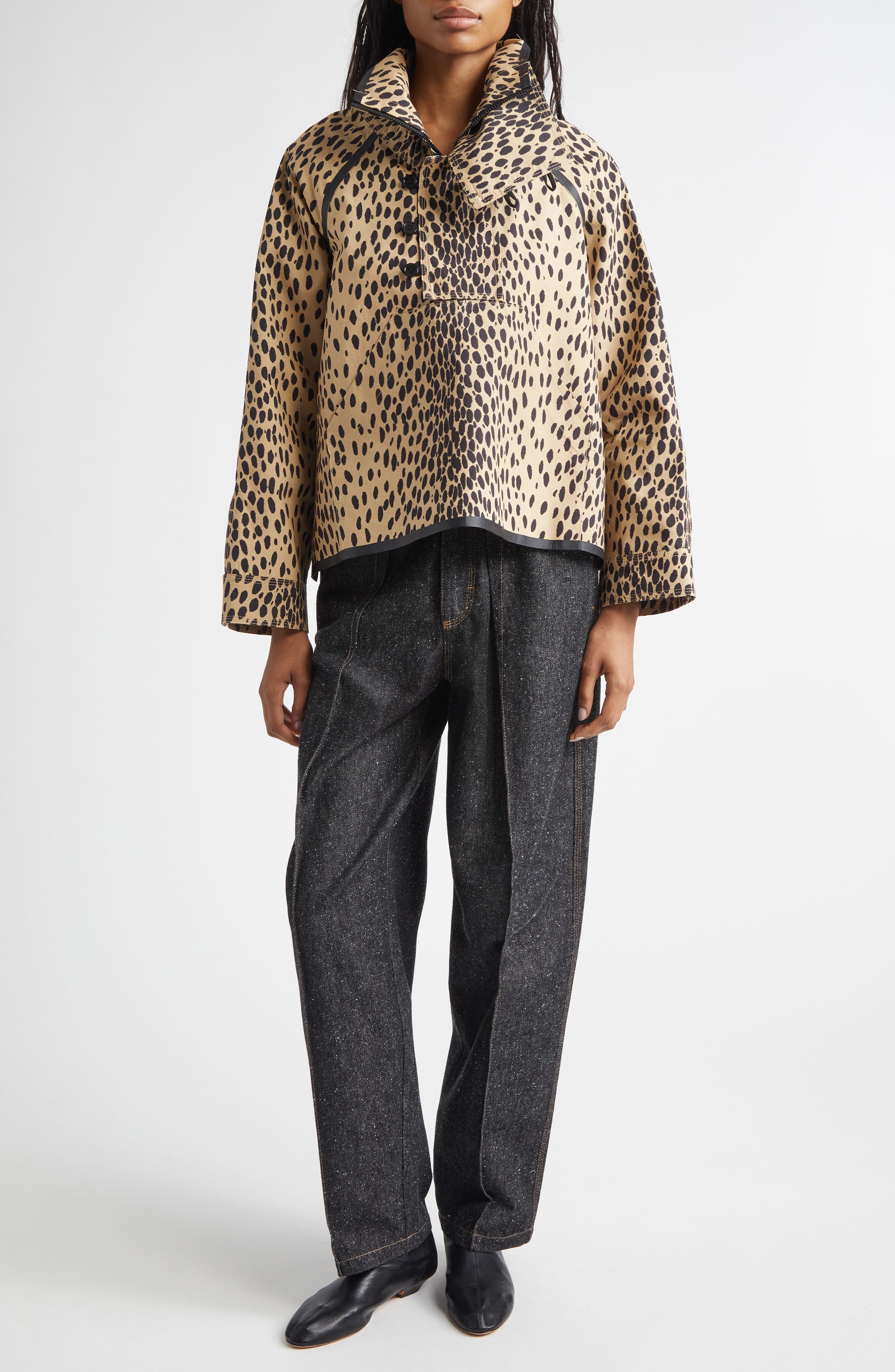 Fisherman Print Cotton Pullover Jacket - image 2