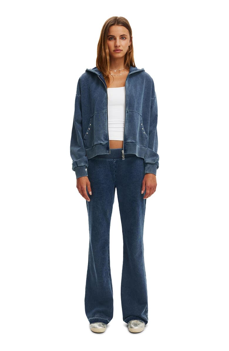 Cotton On Women's Low Rise Bootleg Sweatpant, Alternate, color, Indigo Dye