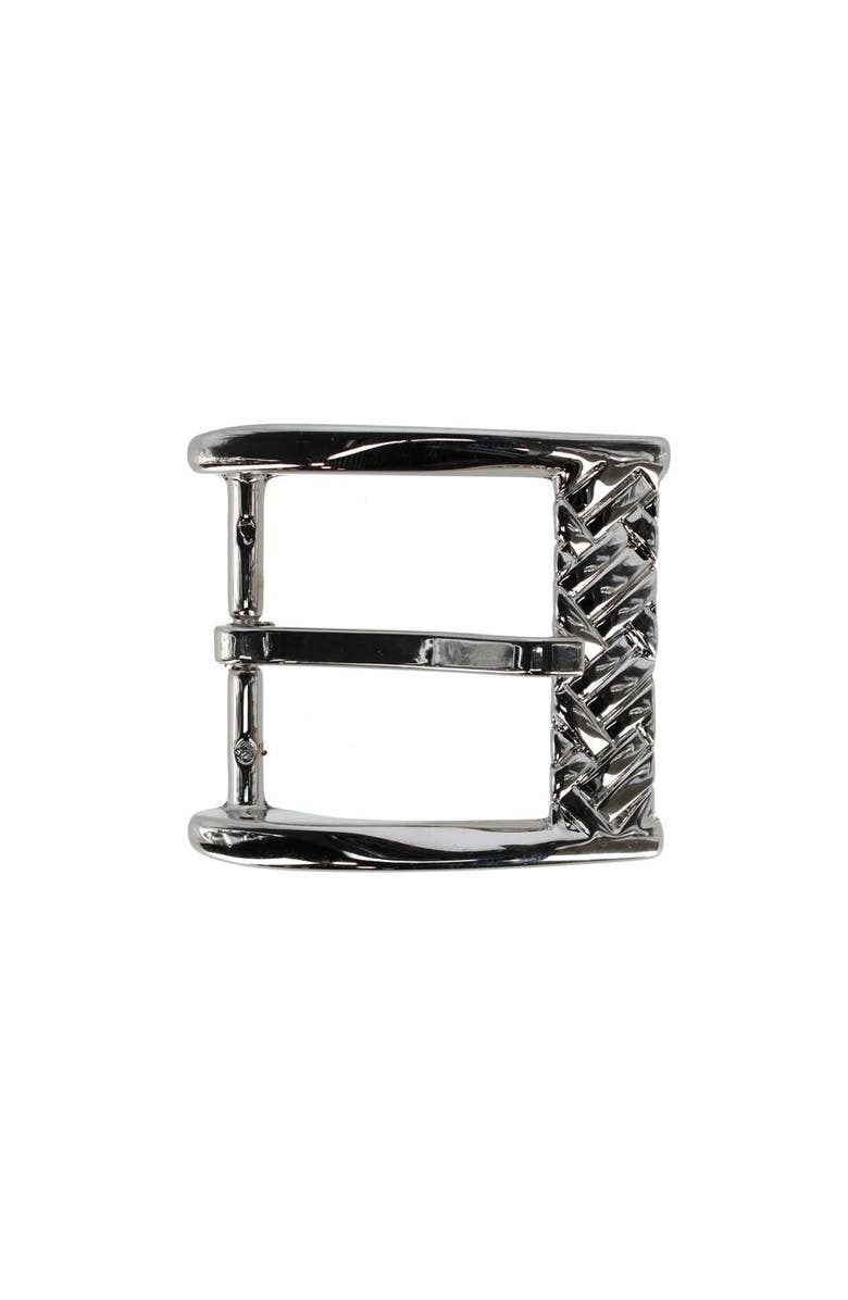 Trafalgar 40mm Solid Brass Basketweave Design Italian Harness Belt Buckle, Main, color, Shiny Nickel