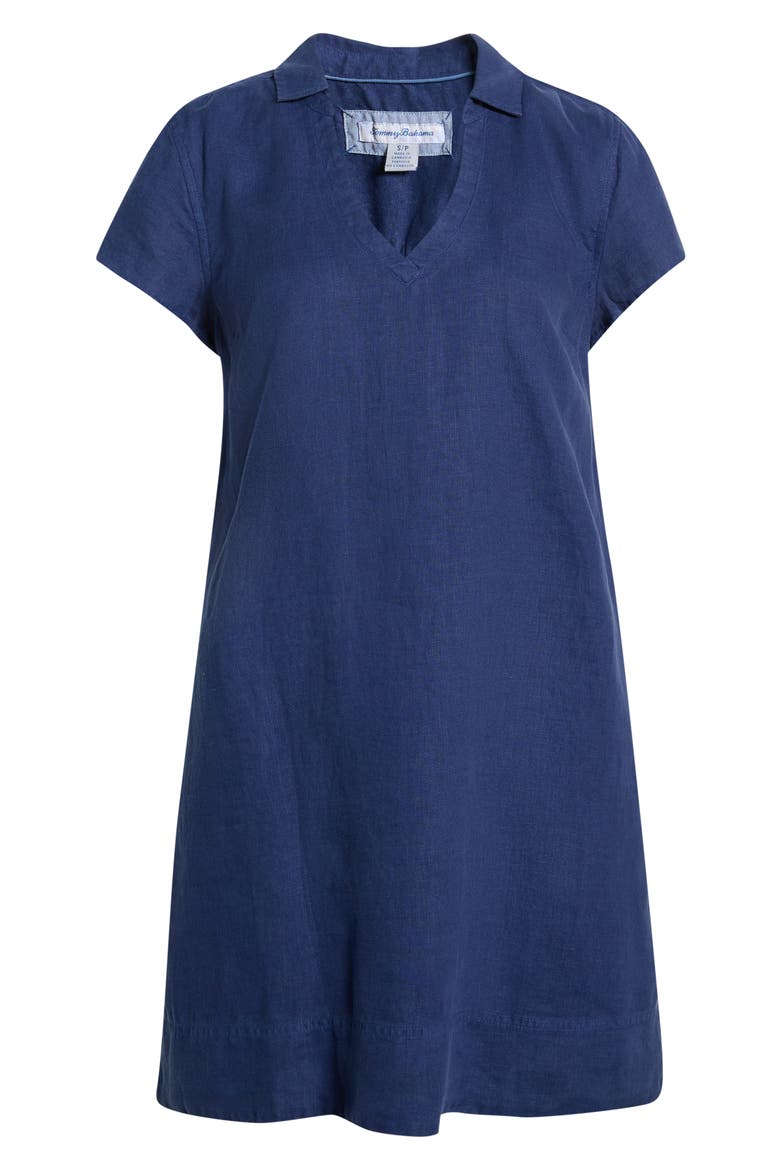 Two Palms Short Sleeve Linen Dress, Alternate, color, ISLAND NAVY