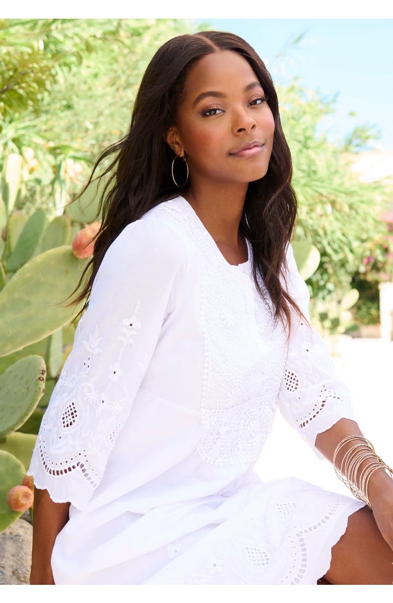 Roaman's Cotton Lace Dress, Alternate, color, White