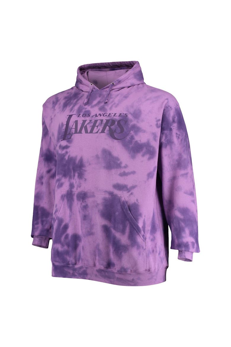 Men's Fanatics Branded Purple Los Angeles Lakers Big & Tall Wordmark Cloud-Dye Pullover Hoodie, Alternate, color, Purple