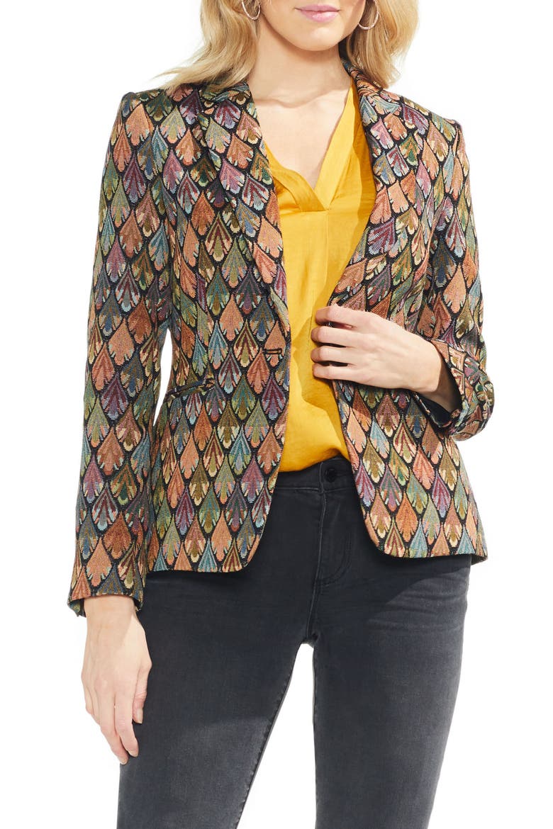 Tapestry Blazer, Main, color, RICH BLACK