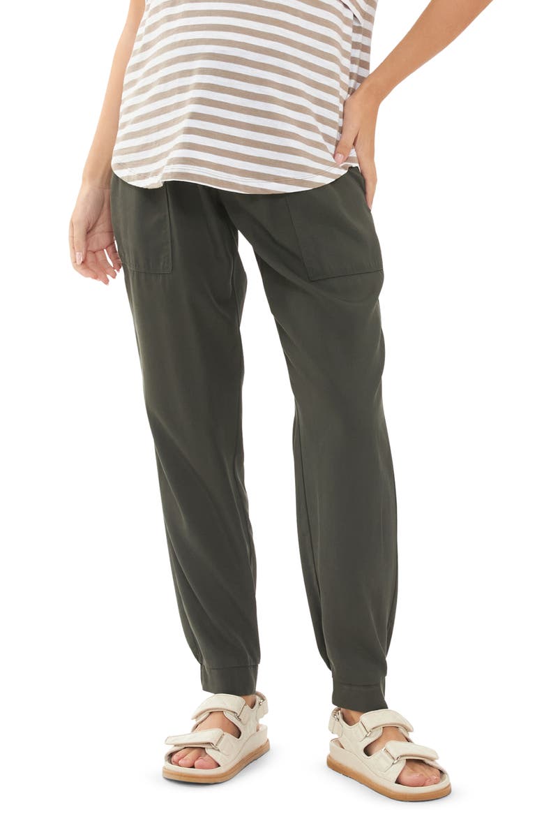 Ripe Maternity Tencel Off Duty Cargo Maternity Pant, Main, color, Olive