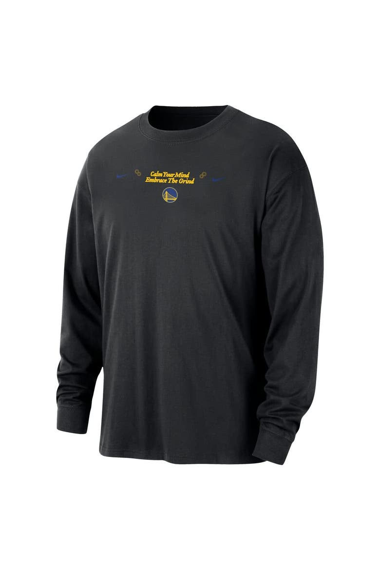 Men's Nike Black Golden State Warriors Courtside Oversized Long Sleeve T-Shirt, Alternate, color, Black