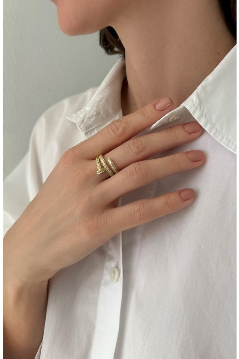 Cubic Zirconia Double Wrap Ring, Alternate, color, GOLD