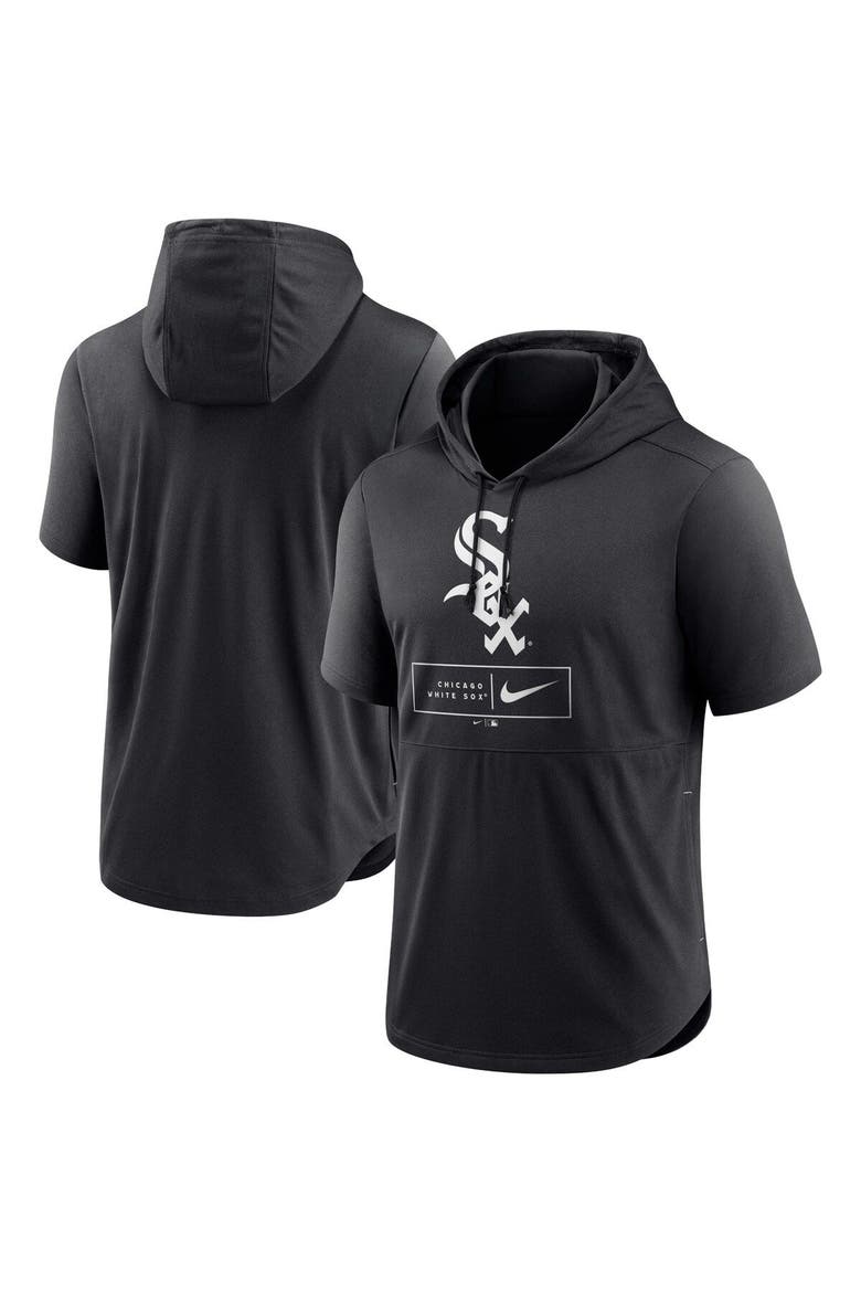 Men's Nike Black Chicago White Sox Logo Lockup Performance Short-Sleeved Pullover Hoodie, Alternate, color, Black