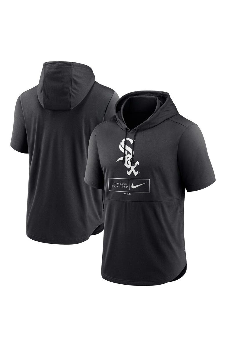 Nike Men's Nike Black Chicago White Sox Logo Lockup Performance Short-Sleeved Pullover Hoodie, Alternate, color, 