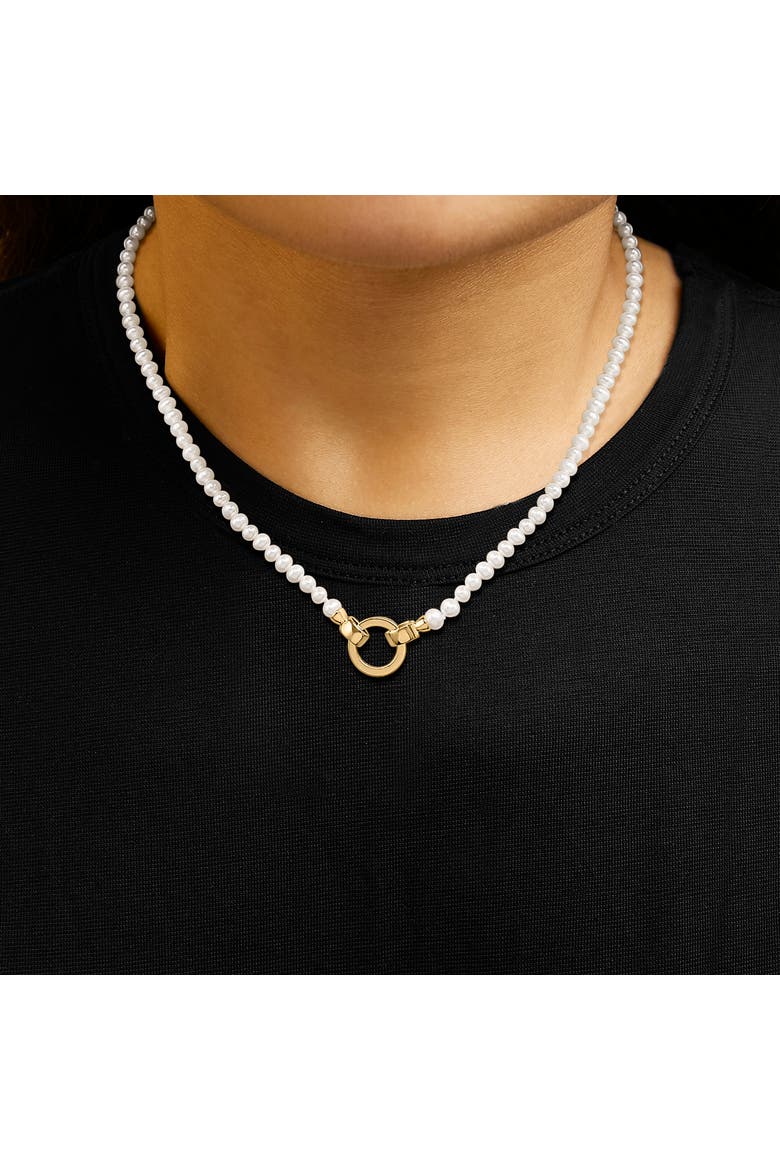 18K Yellow Gold Vermeil Pearl Strand Infinity Necklace, Alternate, color, Yellow Gold over Silver