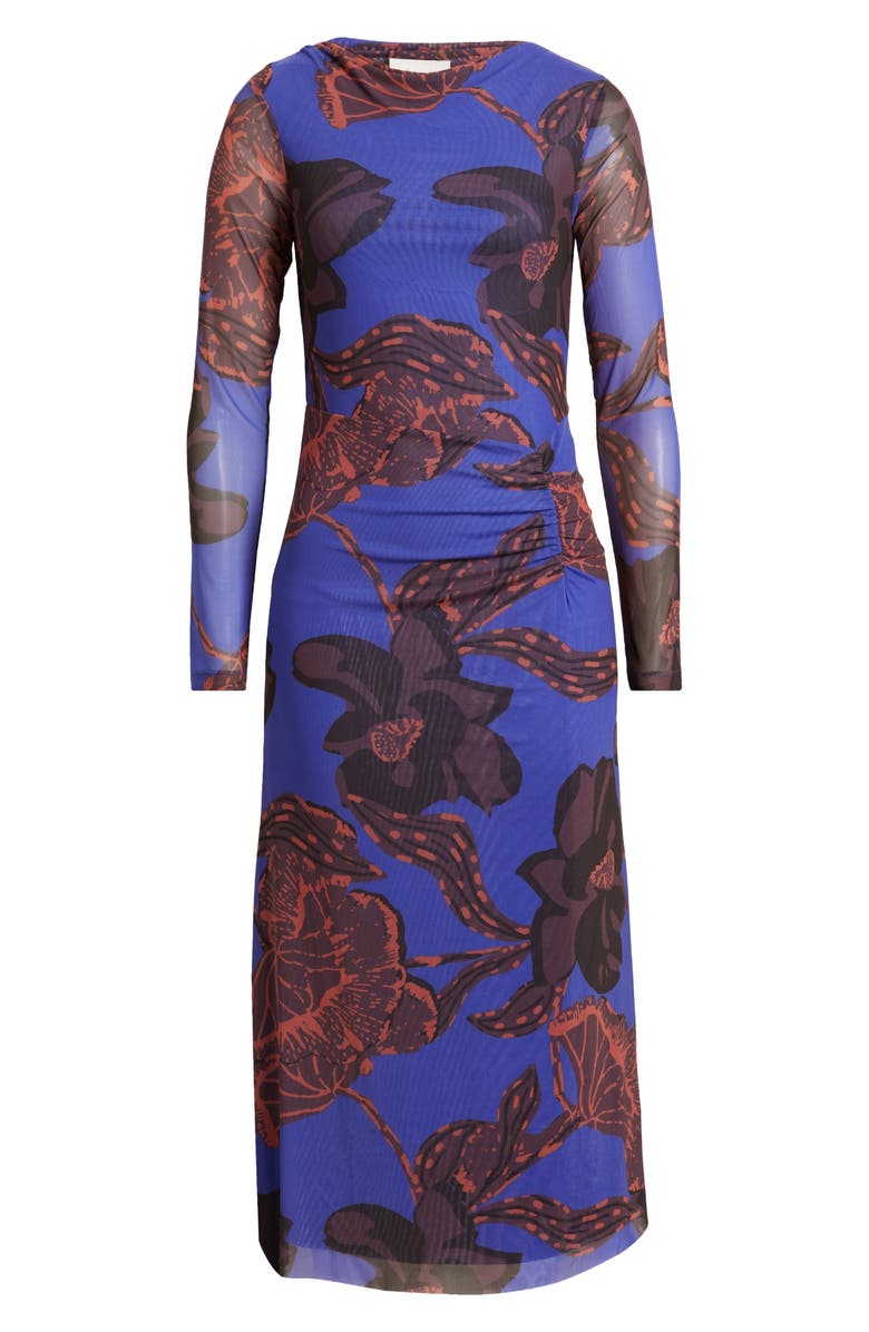 Cleobella Katya Floral Print Ruched Mesh Midi Dress, Alternate, color, 