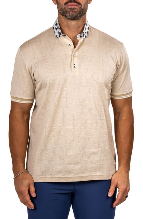Marthyr Textured Contrast Collar Cotton Polo