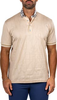 Maceoo Marthyr Textured Contrast Collar Cotton Polo