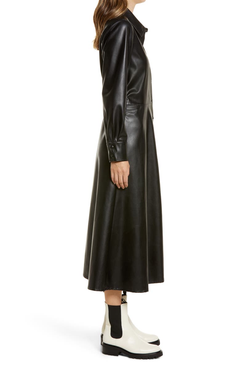 Halogen<sup>®</sup> Faux Leather Long Sleeve Shirtdress, Alternate, color, 