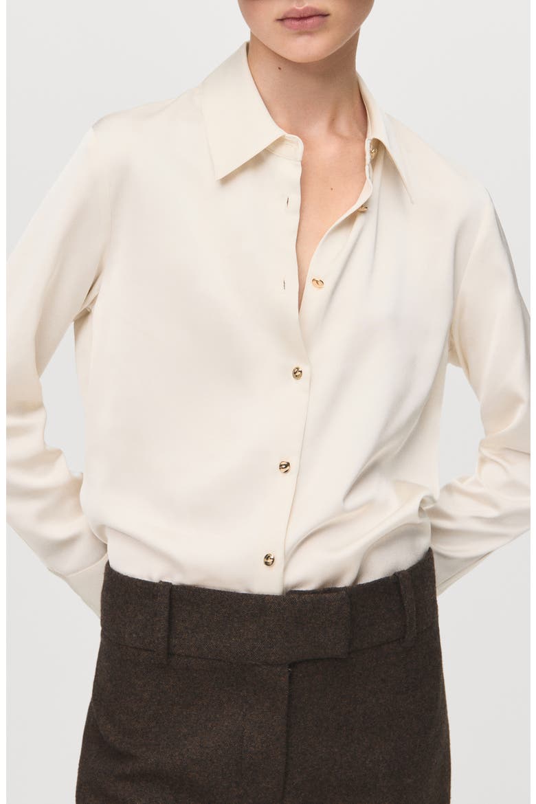 Satin Finish Flowy Shirt, Main, color, ECRU