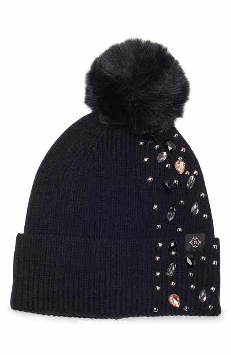 Mixed Cut Crystal Pom Beanie