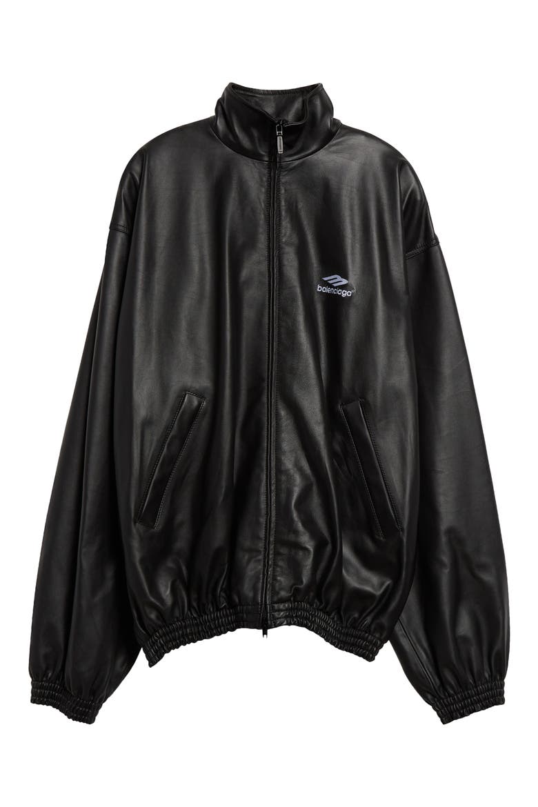 3B Logo Oversize Leather Track Jacket (Men) | Nordstrom