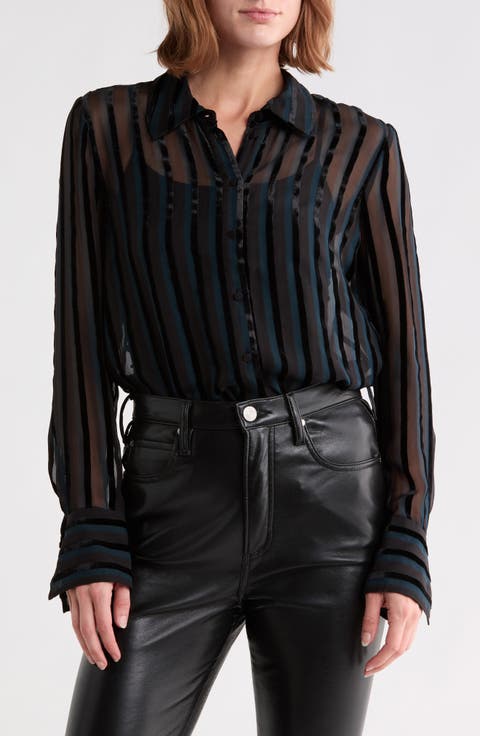 Mazzy Burnout Velvet Long Sleeve Shirt