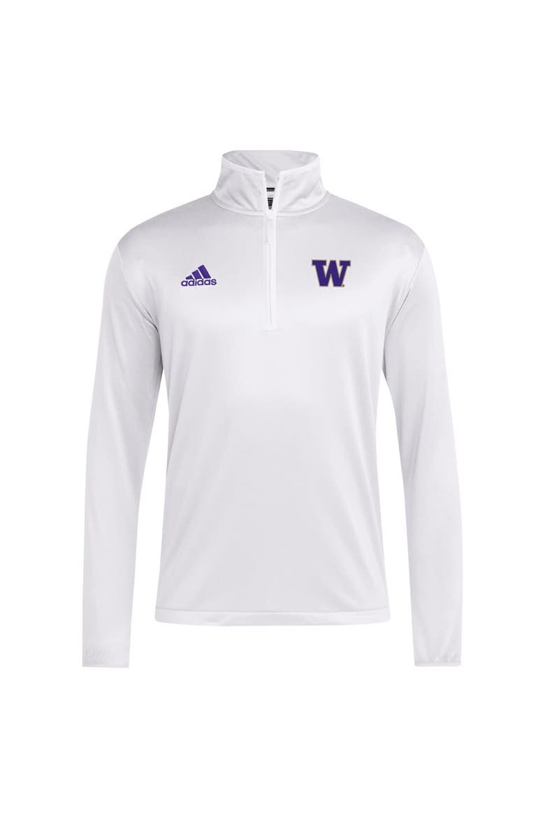 Men's adidas White Washington Huskies 2024 Coaches Sideline Quarter-Zip Top, Alternate, color, White