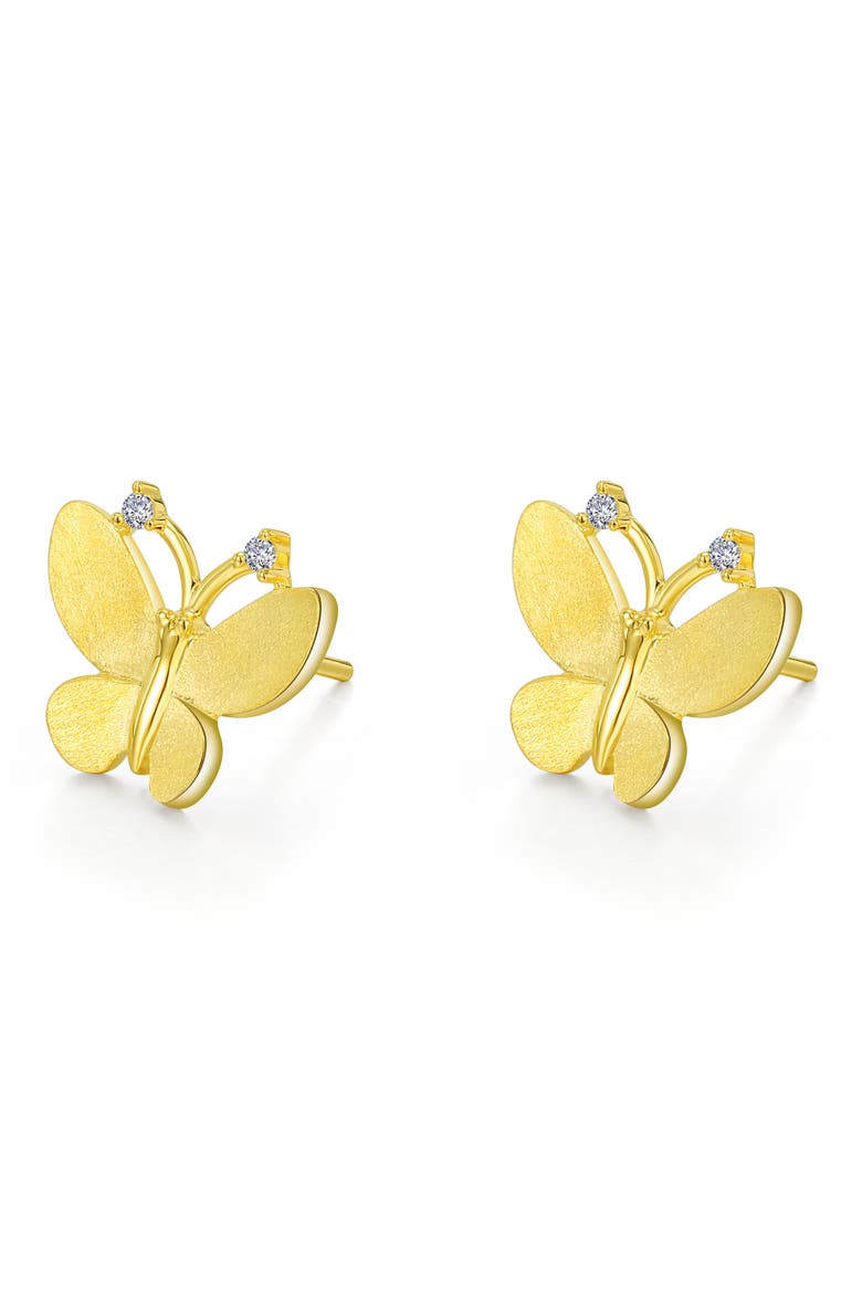 Simulated Diamond Butterfly Earrings, Main, color, GOLD/ WHITE
