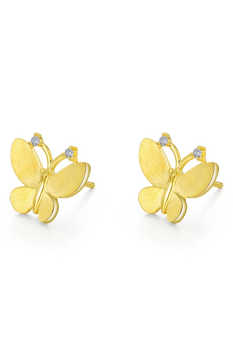 Lafonn Simulated Diamond Butterfly Earrings, Main, color, Gold/ White