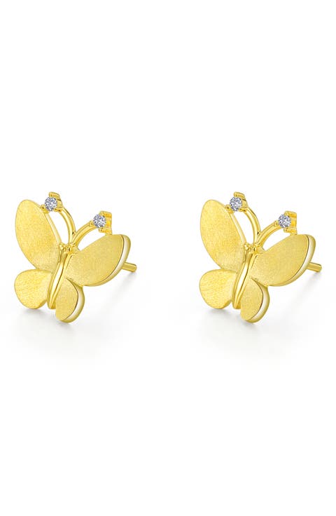 Simulated Diamond Butterfly Earrings