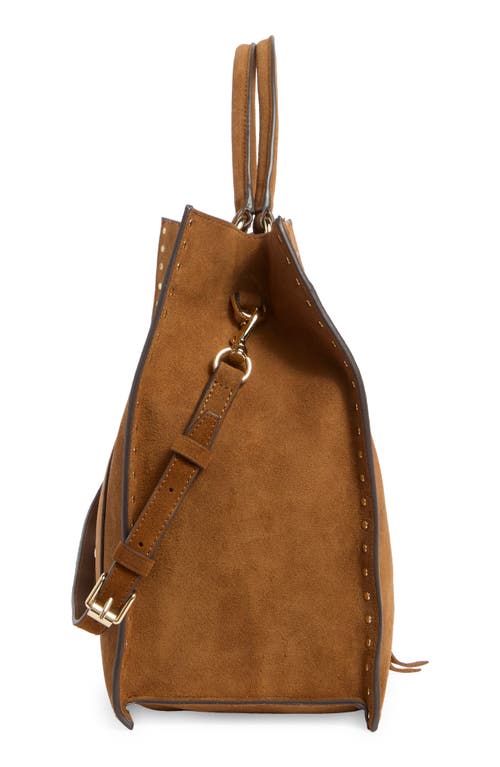 Rebecca Minkoff Darren Stud Suede Tote Bag In Brown