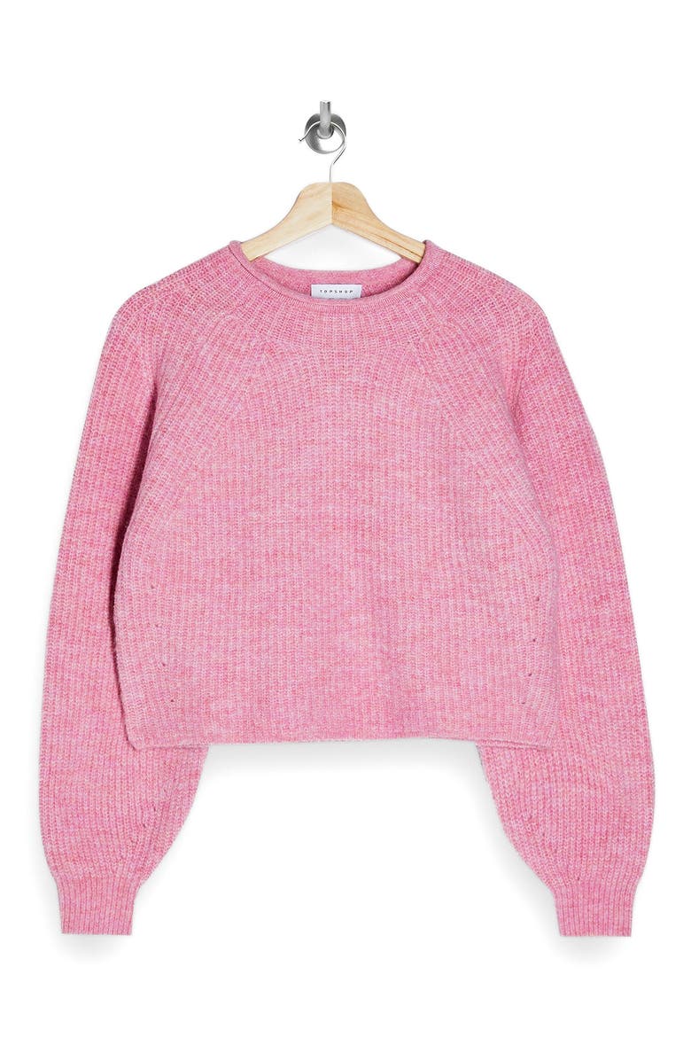 Crop Crewneck Sweater, Alternate, color, PINK