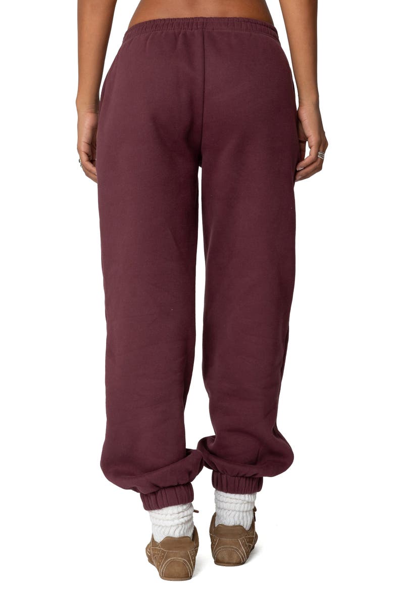 Sasha Bow Detail Sweatpants, Alternate, color, BURGUNDY