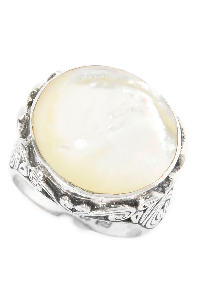 SAMUEL B. Sterling Silver Filigree Round Mother-of-Pearl Ring, Main, color, 